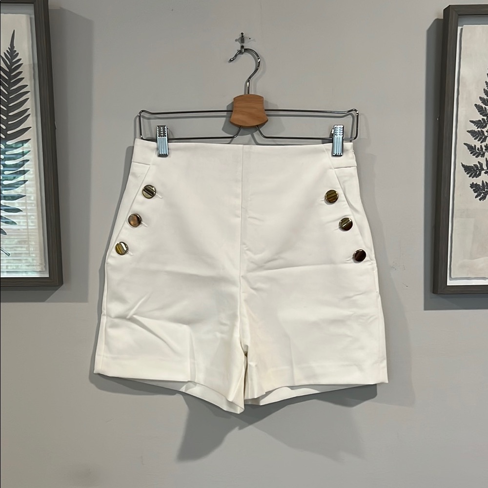 Zara White High Waist Shorts